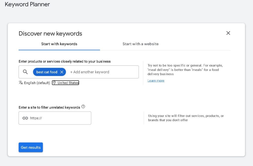 google keyword planner